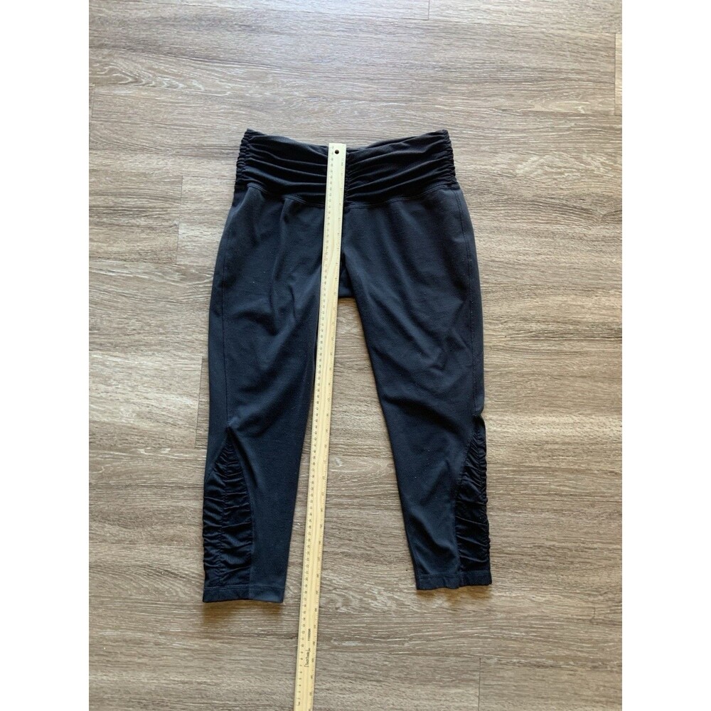 Patagonia Waist Pleats Mesh Pull on Tight Crop Leggings Black Gray Yoga Women M